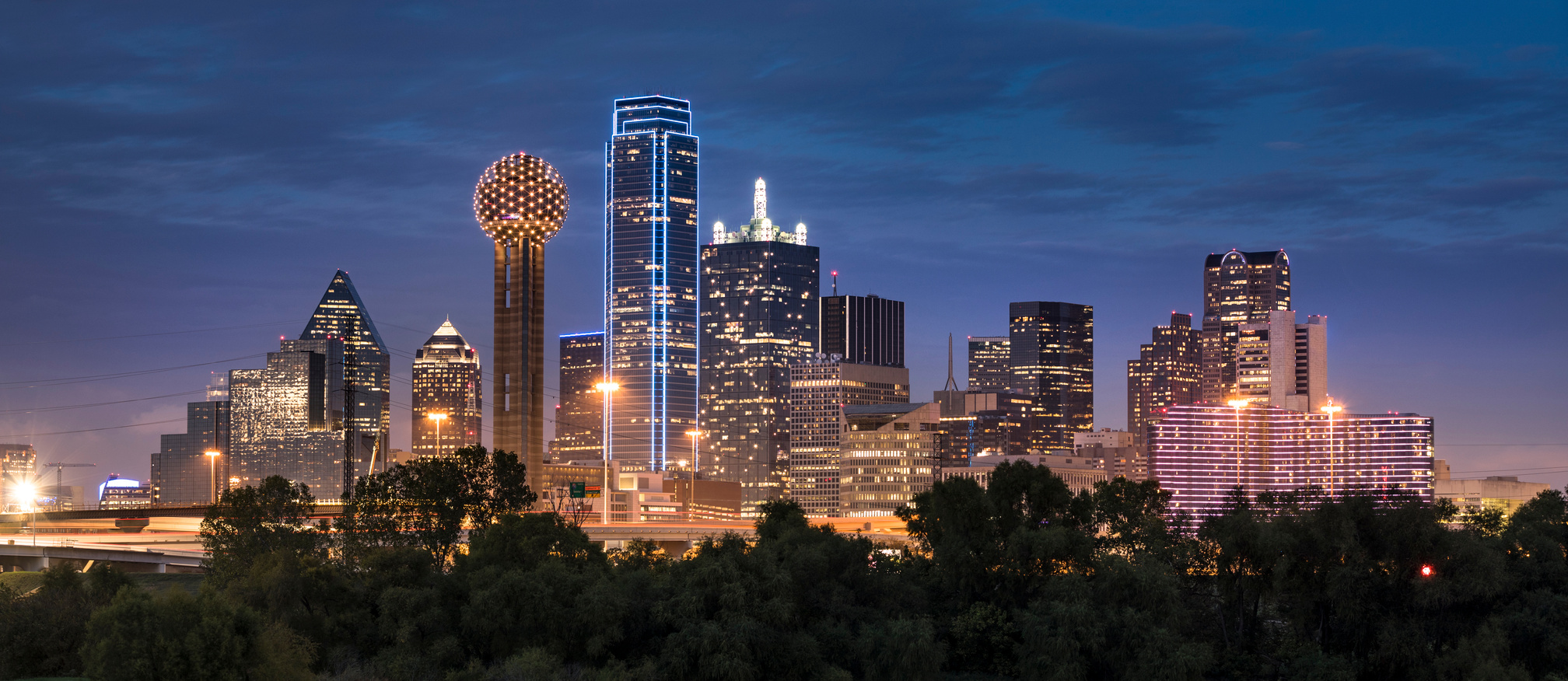 Dallas Texas Skyline and Reunion Tower panoramic